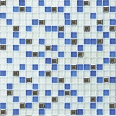 Мозаика Grand Kerama микс белый-голубой-платина 466
