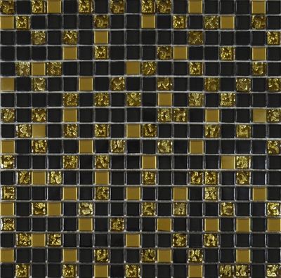 Мозаика Grand Kerama микс черный-золото рельефное-золото 913