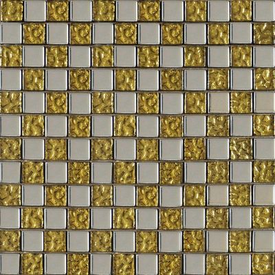 Мозаика Grand Kerama микс шахматка платина - золото рельеф 945