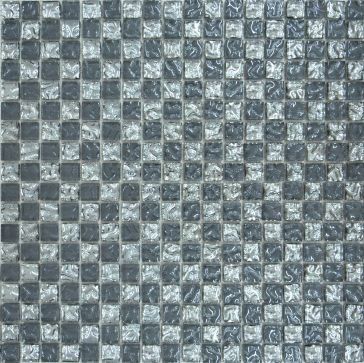 Мозаика Grand Kerama шахматка рельефная платина - рельефный серый 647