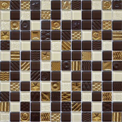 Мозаїка скляна Grand Kerama мікс Шоколад-охра-золото з малюнком 2172